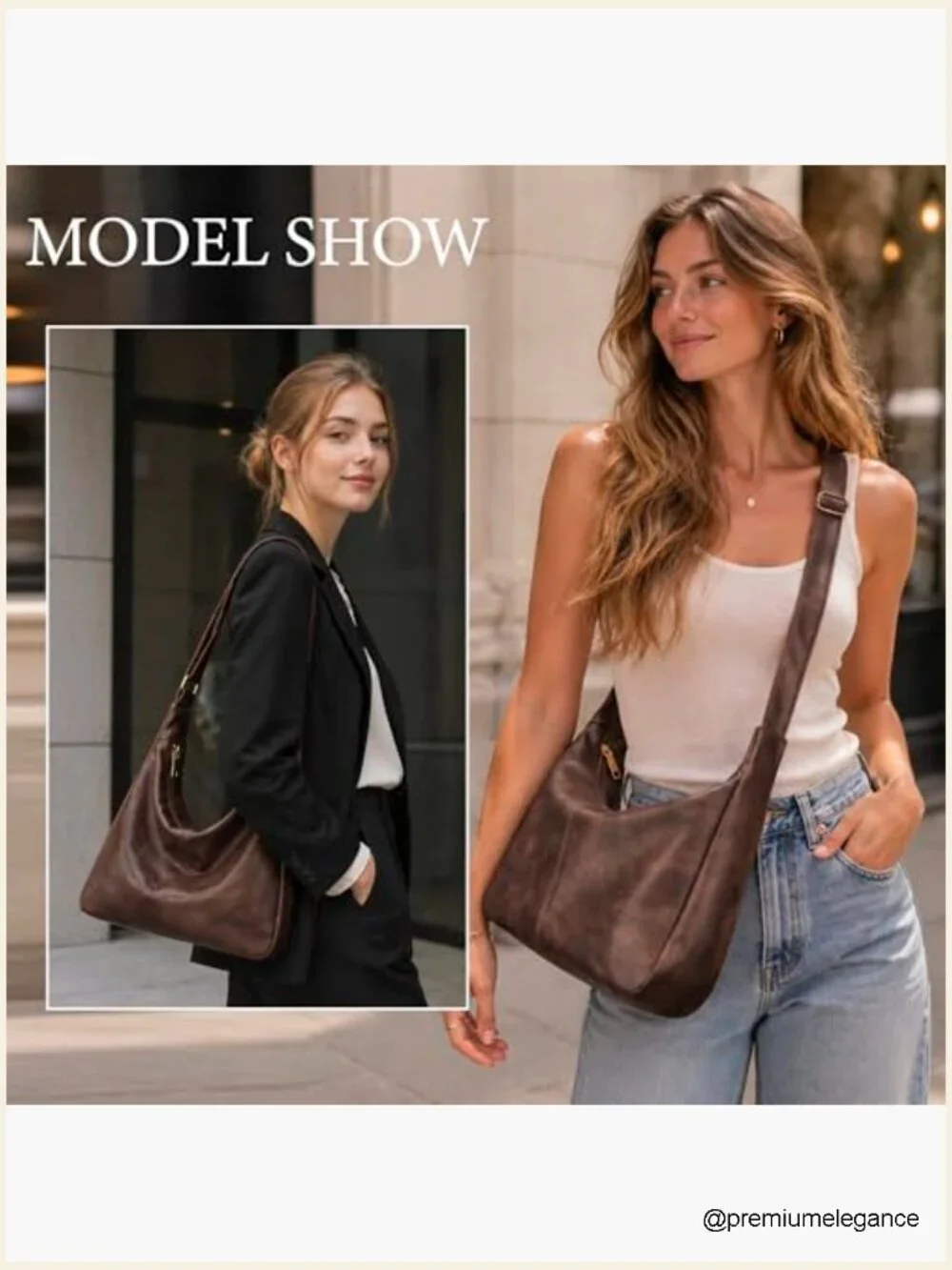 Ultra Soft Slouchy Hobo Bag Vegan Leather Shoulder Crossbody Tote Purse with